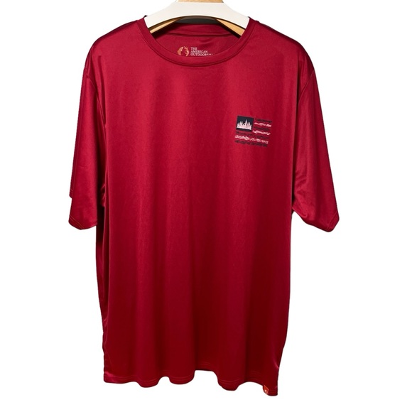 American Outdoorsmen Red Polyester Short Sleeved‎ Tee Shirt Size XXL - Picture 2 of 8